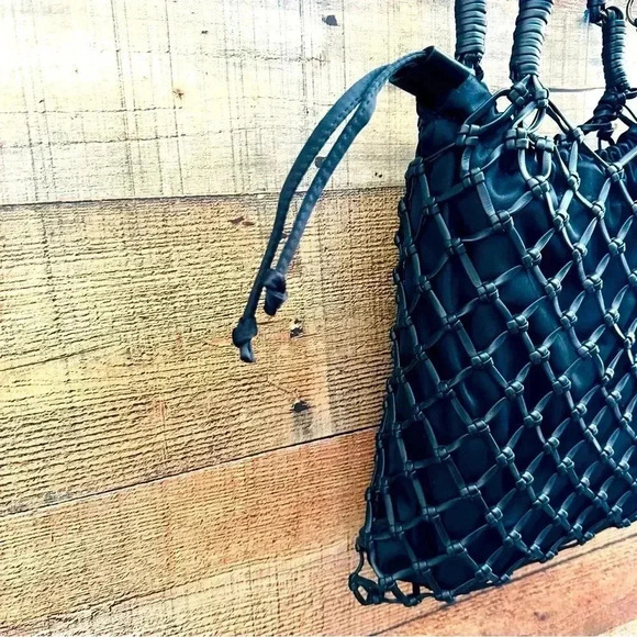 NWOT Top Shop Large Satin PU String Shoulder Tote Bag In Black - Picture 8 of 13